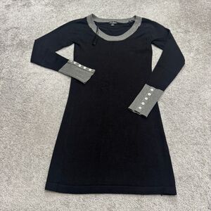 Guess Colorblock Bodycon Sheath Sweater Dress Women Large Black Gray Stretch NWT